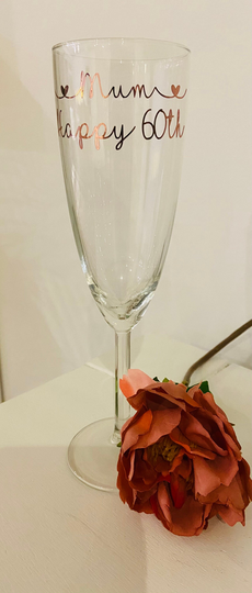 Prosecco Lovers Champagne Glass Flute Wedding Gift Birthday For Mum, Mother, Dad, Nan Rose Gold Or Any Colour