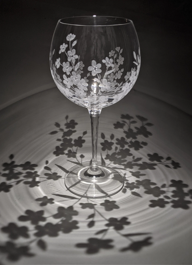 Forget Me Not Glass - Hand Engraved Gin Glasses Botanical Flower Decorative Floweral
