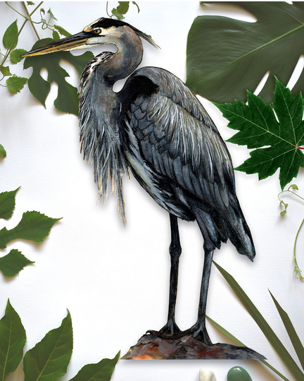 Heron Sticker, Removable Wall Decal, Water Birds Coastal Decor Art, Bird Stickers By Artist
