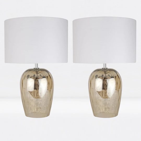 Yamaguchi 42Cm Clear Champagne Glass Table Lamp Set