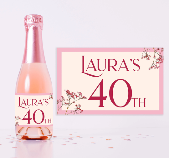 Mini Champagne Bottle Labels - 50Th Birthday Party Decorations Favors 40Th Decoration