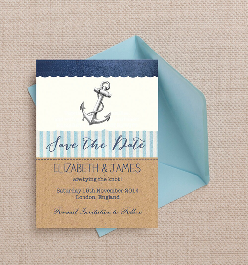 Navy Blue Nautical Sailing Knot Wedding Save The Date Cards
