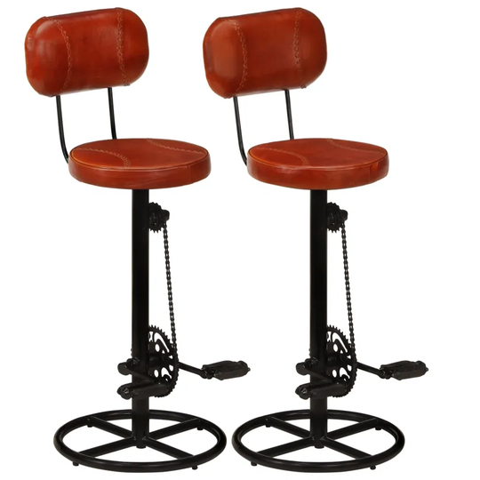 Borough Wharf Bar Stools 2 Pcs Black Real Goat Leather