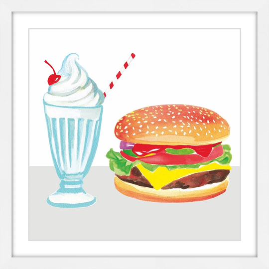 'Burger & Shake' by Molly Rosner Framed Painting Print