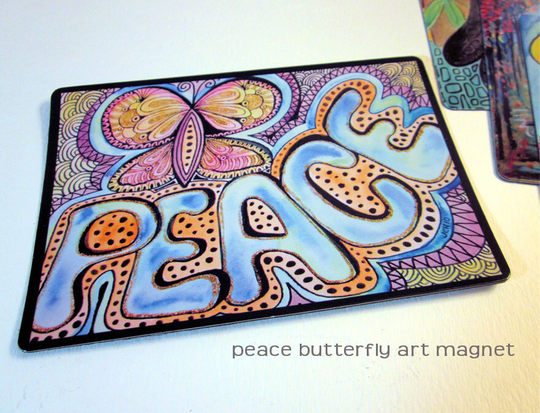 Art Magnet Peace Butterfly 3.5" X 5