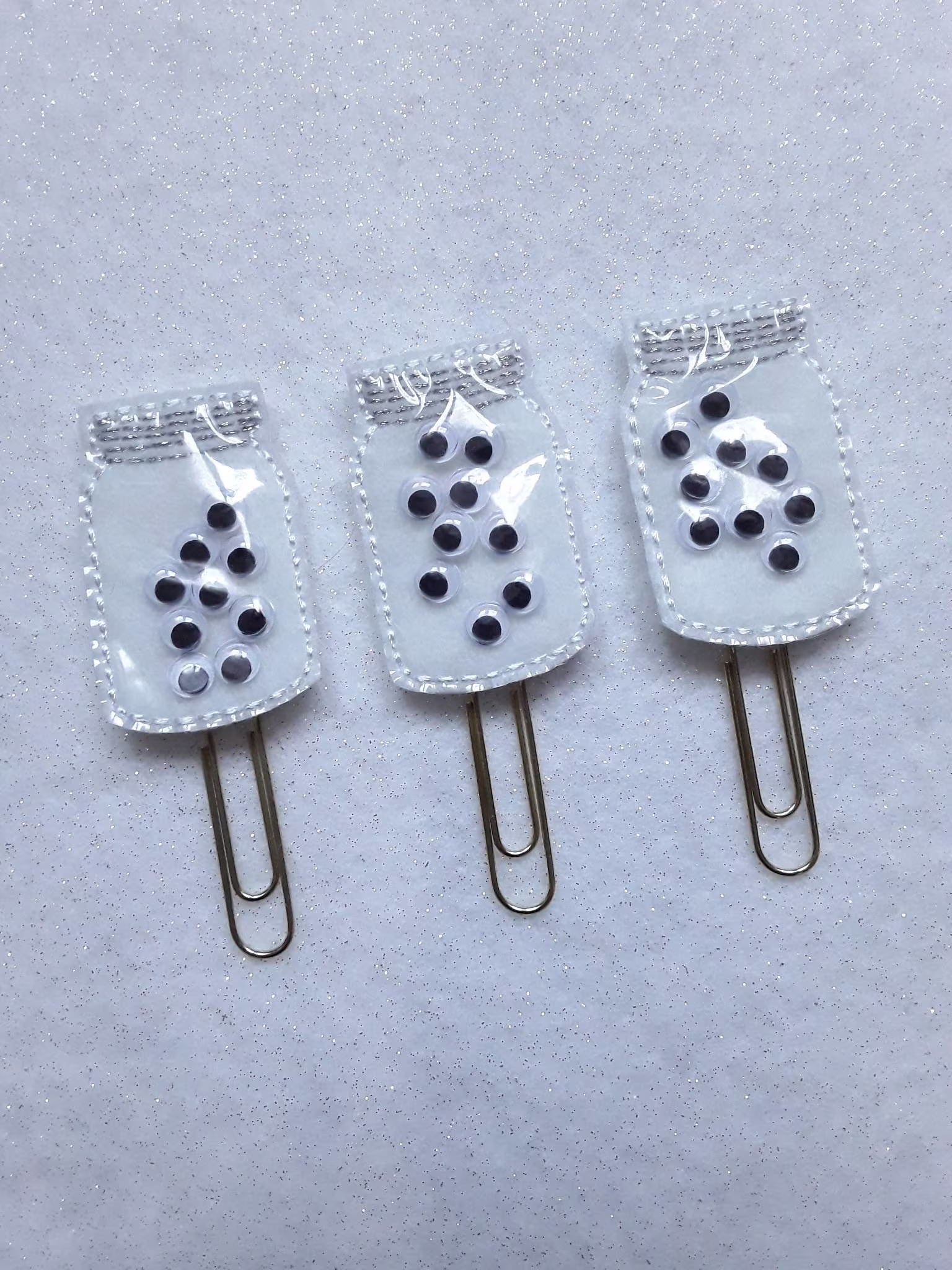 Halloween Googly Eyes in Mason Jar Planner Feltie Clip. Filled With Moveable Pieces. Paperclip. Stationery. UK Seller