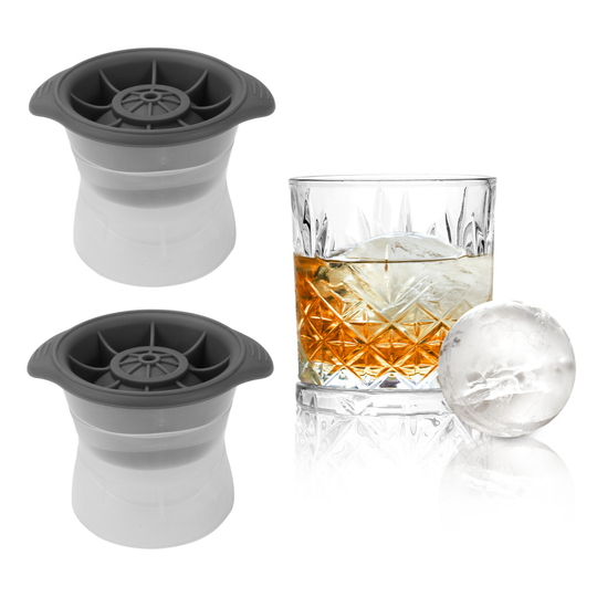Silicone Ice Ball Makers - Set of 2 Large Ice Sphere Moulds with Lid Pukkr