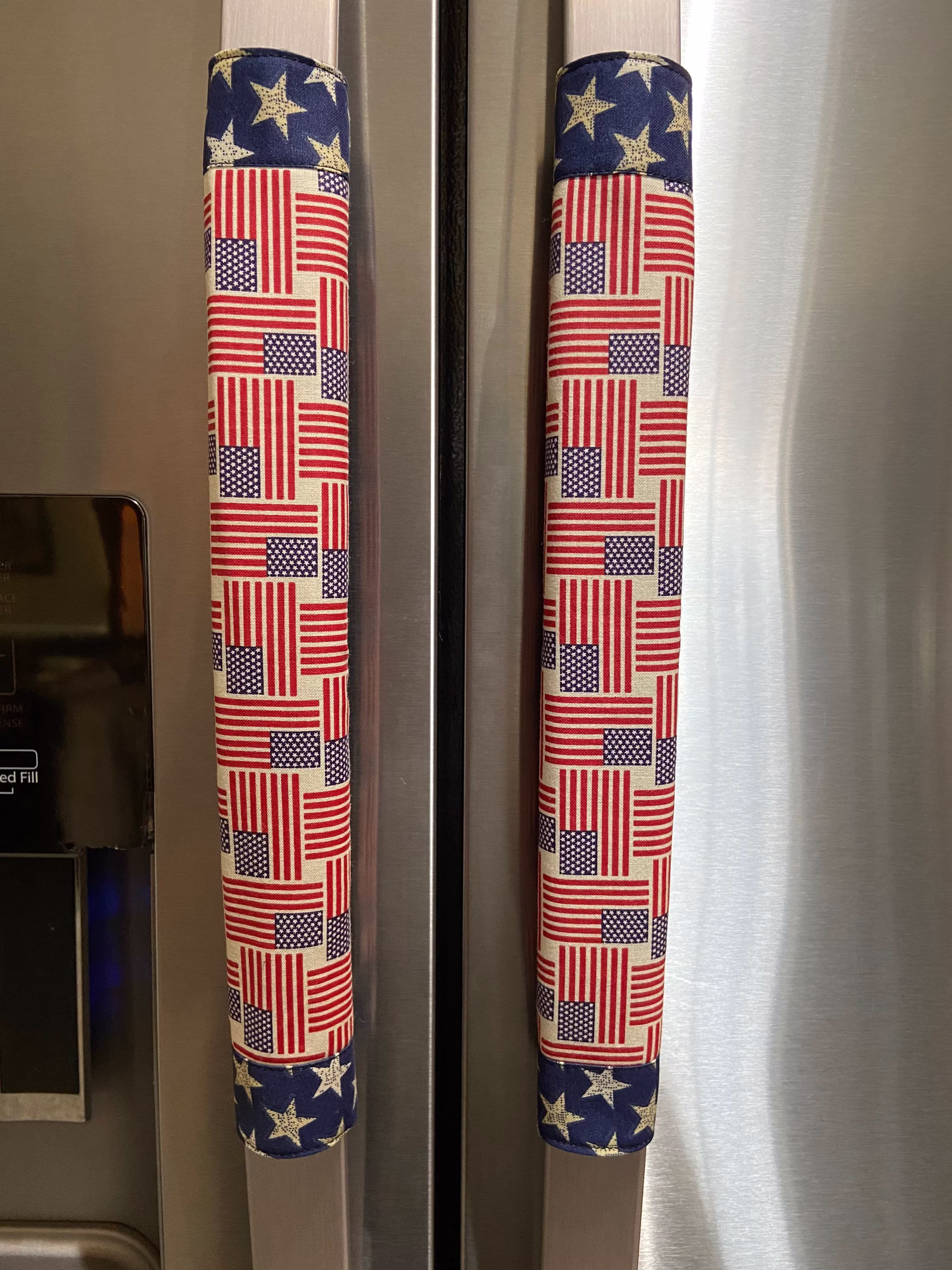 Refrigerator Door Handle Covers Set Of Two Independence Day Flag Theme 13" L X 5