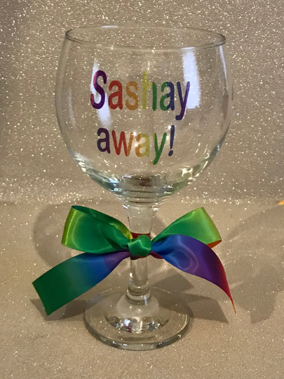 Personalised Gin Glass, Sashay Away Drag Race Birthday Glass For 21st, 18Th, Him, 30Th