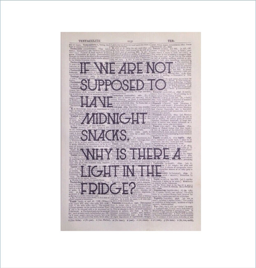 Funny Kitchen Vintage Dictionary Print - Fridge Quote Wall Art Café Bakery Food