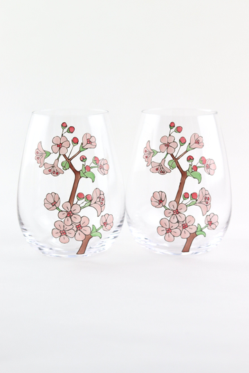 Cherry Blossom Stemless Glass