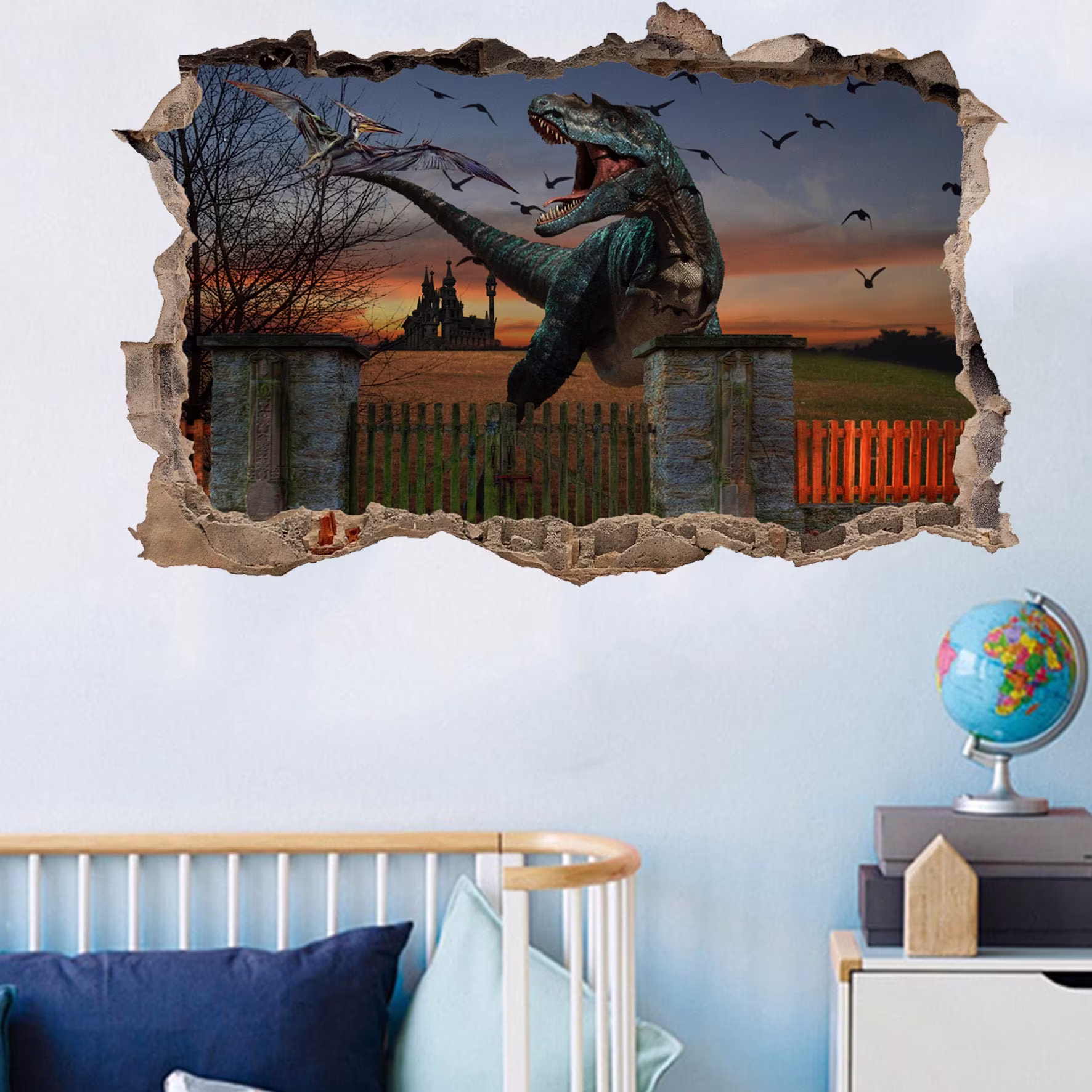 Dinosaur Apocalypse T-Rex Wall Sticker Mural Poster Decal Room Office Nursery Decor Id120