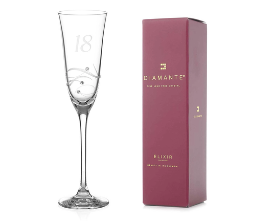 Diamante Swarovski 18Th Birthday Champagne Glass - Single Crystal Flute With A Hand Etched "18