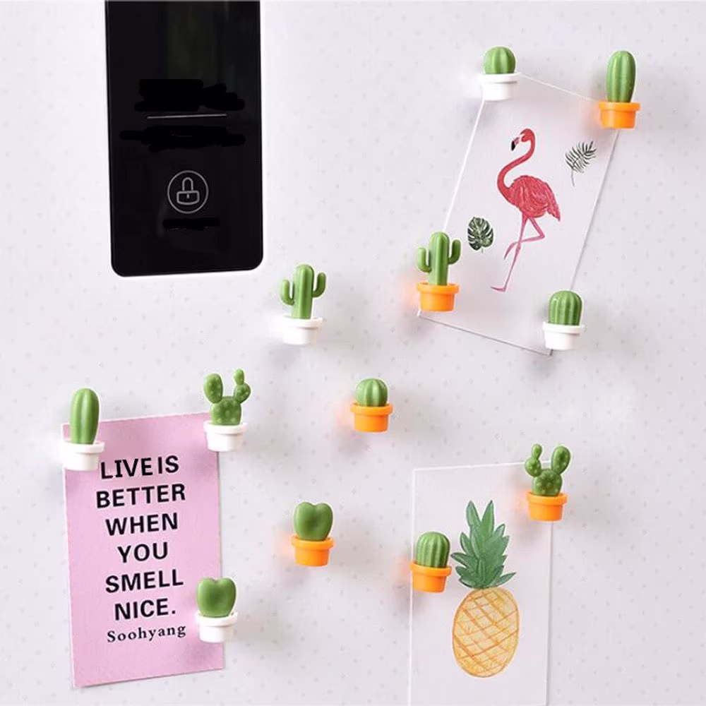 6Pcs/Set Fridge Magnets Succulent Plant Magnet Button Cactus Refrigerator Message Sticker Home Decor Kitchen Accessories