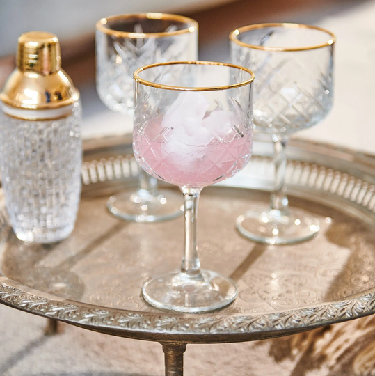 Gold Rim Vintage Style Cocktail Wine Glass - Celebration Glasses -Wine Glasses-Dessert Glasses- Glasses