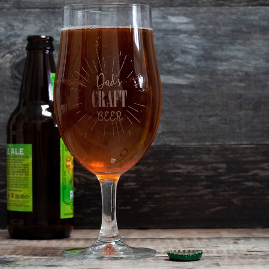 Engraved Beer Glass Sunburst , A Perfect Father's Day Gift, Personalised Custom Glassware Beer Glass, Craft