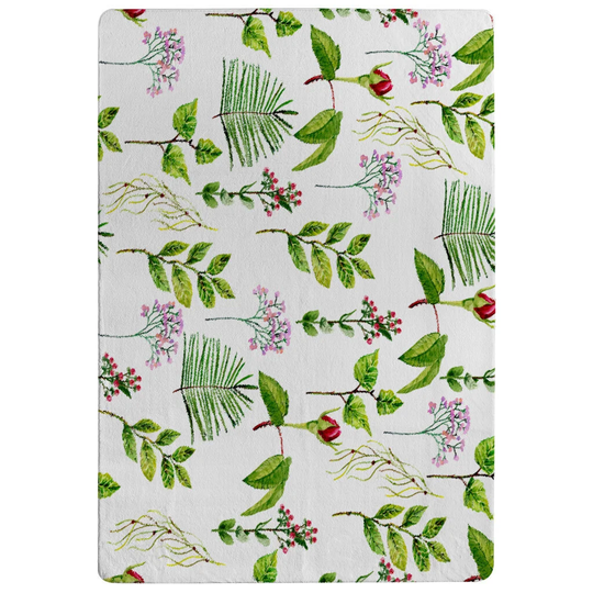 Ritter Selection of Laves and Flowers Shaggy Green/White Rug