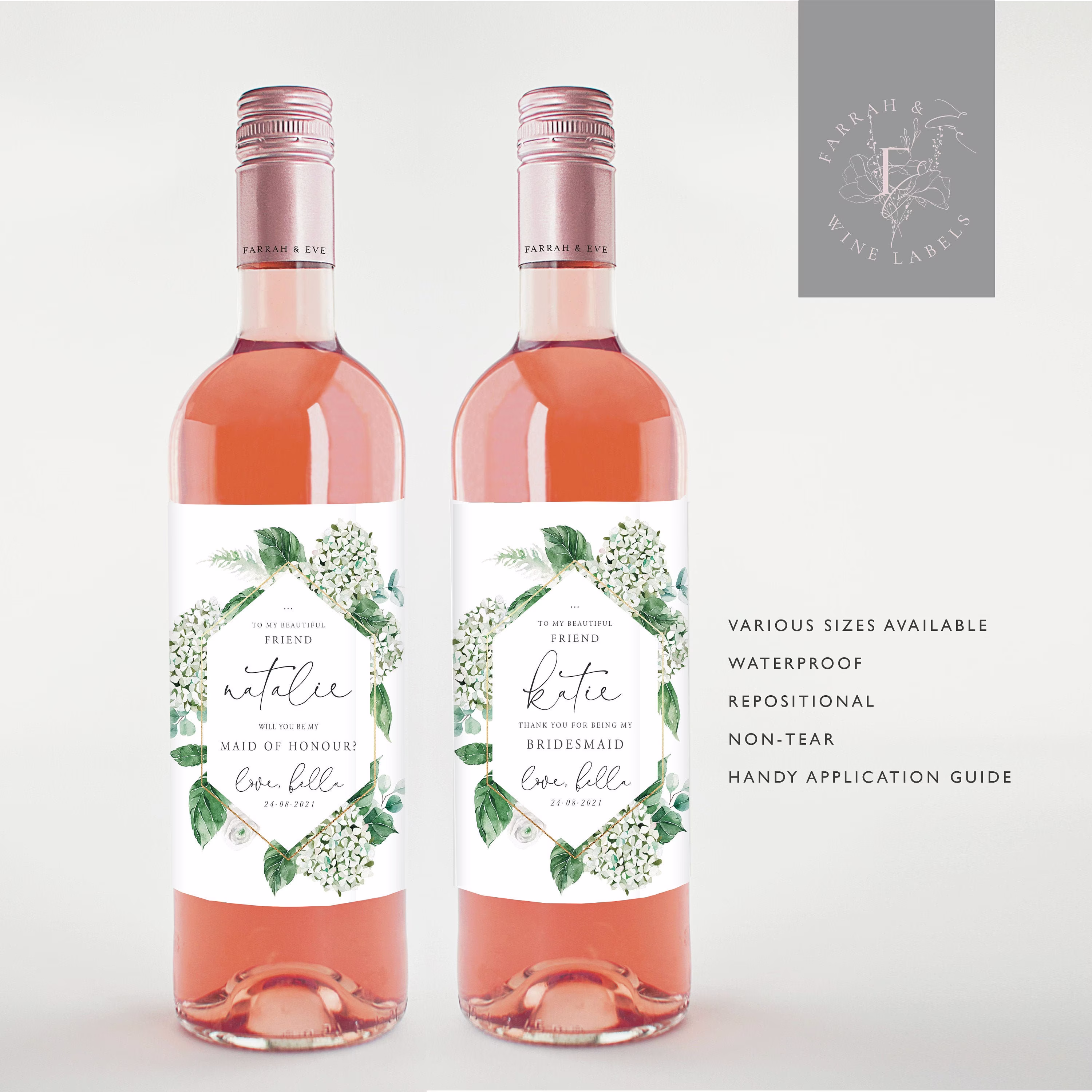 Thank You Wine Bottle Labels | Will Be My Bridesmaid Gift Labels|Bridesmaid Proposal Custom Fewl03W