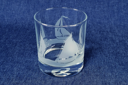 Sailing Engraved Glass Drinks Tumbler