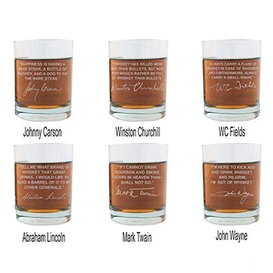 Six Best Selling Famous Quote Whiskey Glass Gift | 6 Glasses 20% Savings