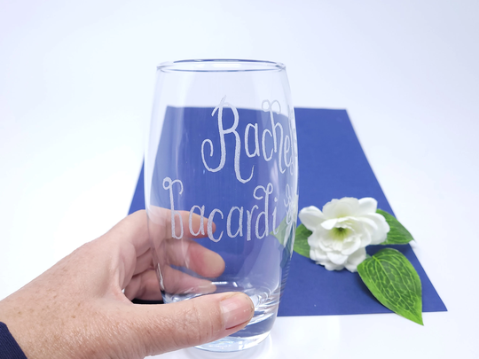 Personalised Bacardi Coke Or Vodka Tonic Glass, Hand Engraved Custom Present, Daddy's Highball Gift For Husband From Wife