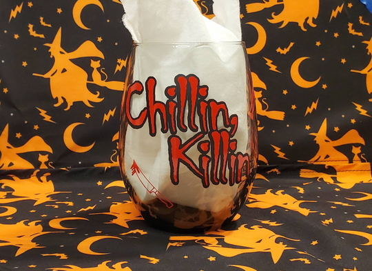 Scream Ghost Face Custom Wine Glass, Halloween Glass