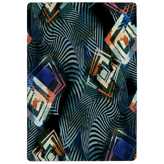 Wyatt Shapes Designer Shaggy Black/Blue Rug