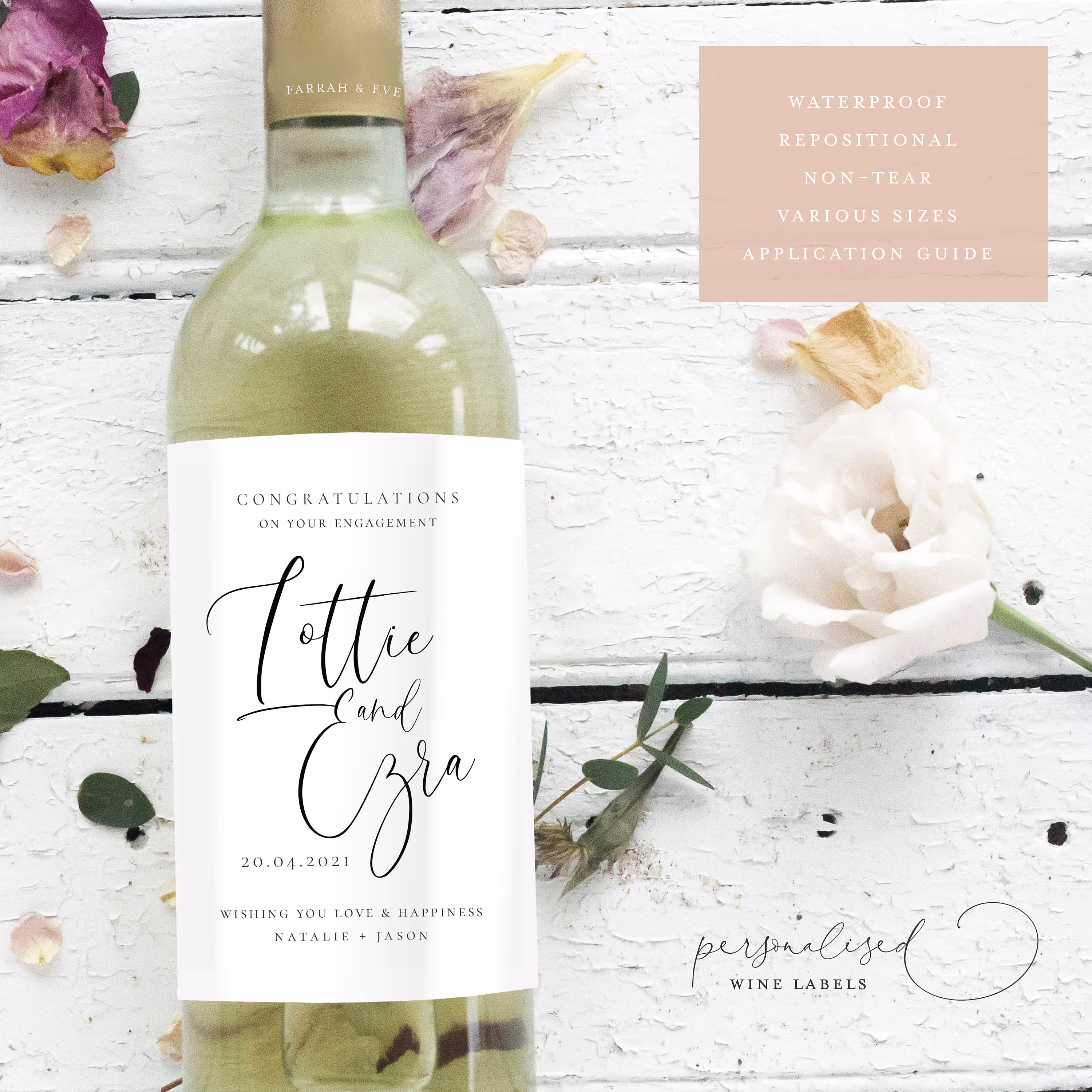 Personalised Congratulations Wine Label | Mr & Mrs Wedding Day Bottle |Newlyweds |Anniversary| Fewl14Q