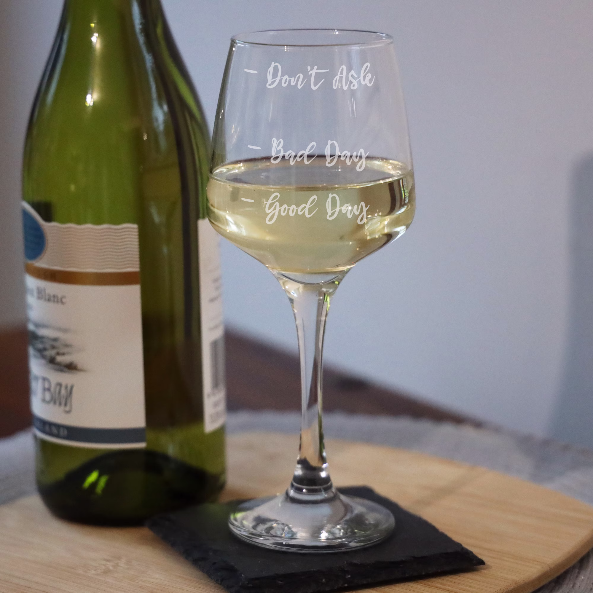 Engraved Good Day, Bad Don't Ask Wine Glass | Lover Presents Funny Gift Gifts For Her Novelty Bar