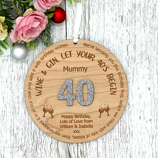 40Th Birthday Gift Personalised Plaque | Wine & Gin Friend Mum Sister 50Th 30Th