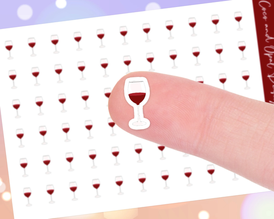 Cute Red Wine Glass Planner Stickers
