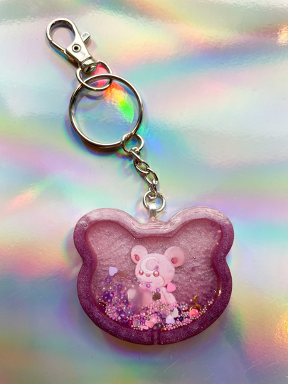 Kawaii, Teddiursa, Purple, Bear, Shaker Keychain