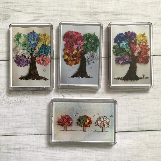 Printed Individual Mini Tree Acrylic Magnet, Rainbow Fridge Season Decor Art Gift, Cute Magnet