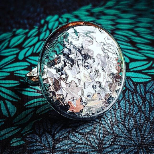 Silver Stars Shaker Ring