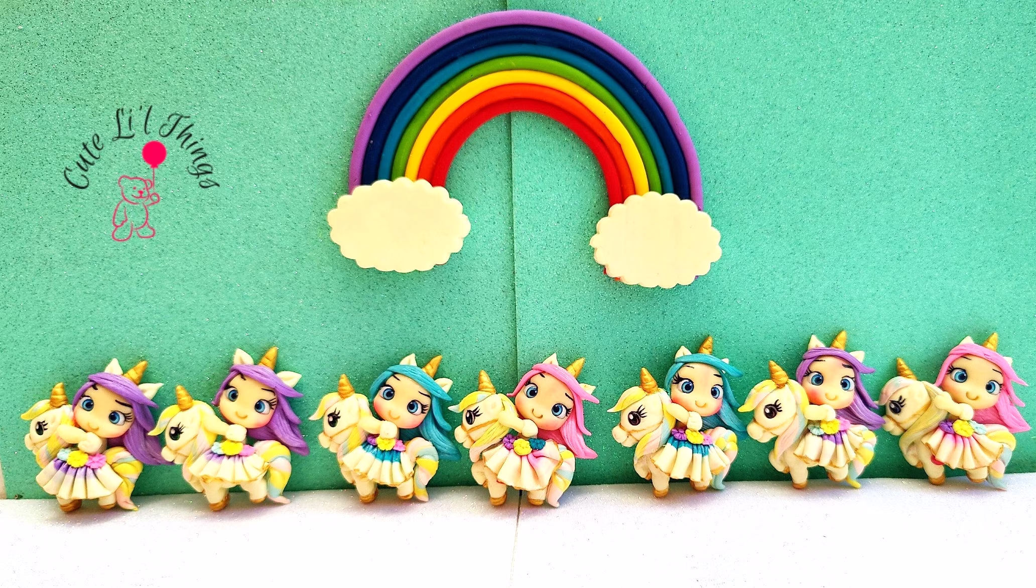 Unicorn Girl Clay Dolls , Unicorn Dolls, Princess, Bow Centers Hair Bows , Hairband Bows, Polymer Clays