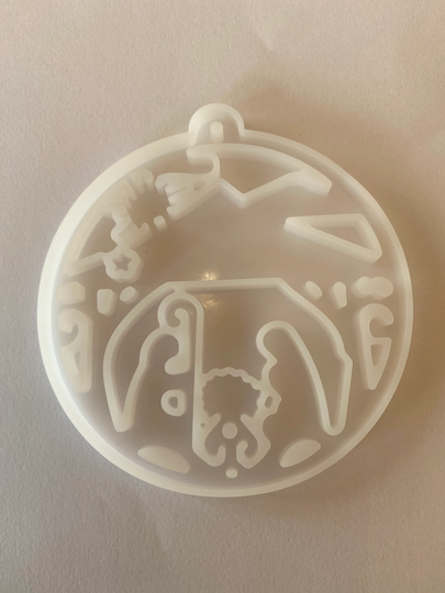 Christmas Nativity Round Silicone Resin Fondant Mould Mold - Chocolate Icing Jewellery, Sugar Craft 8cm /3.15In X 9cm/3.54In .5cm/.2In