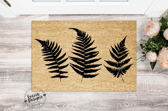 Modern Fern Leaves Welcome Mat | Durable Eco-Friendly Doormat High Quality Housewarming Gift Sustainable All Natural Home Decor