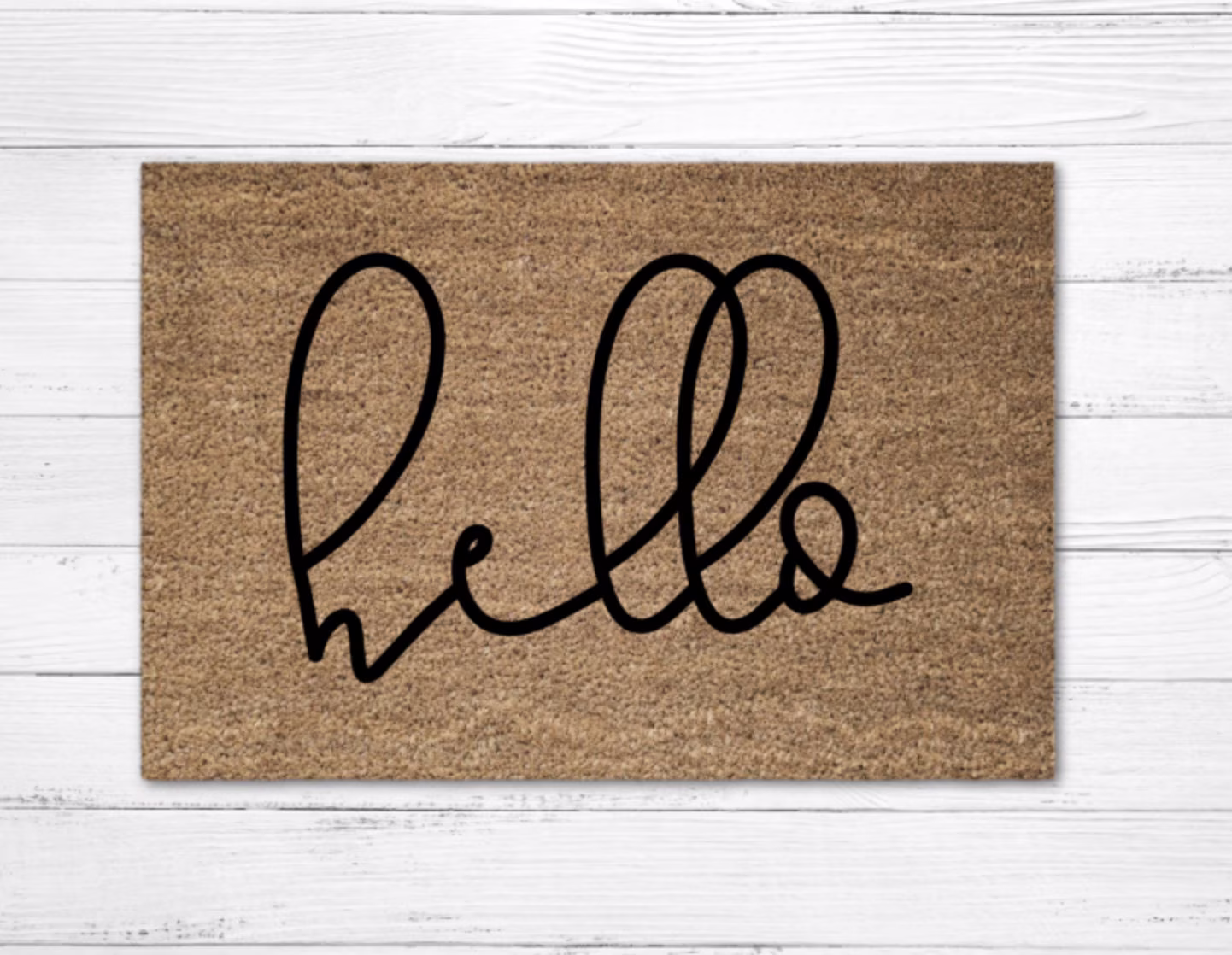 Hello Doormat Rug, Welcome Doormat, Custom Door Mat, Personalized Housewarming Gift, Engagement Porch Decor