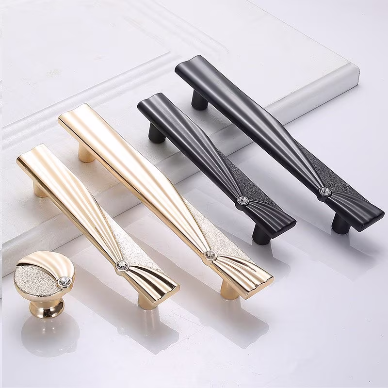 Black K Gold Knobs Kitchen Cabinet Pulls Handle Drawer Dresser Zinc Alloy Door Knob Furniture Hardware