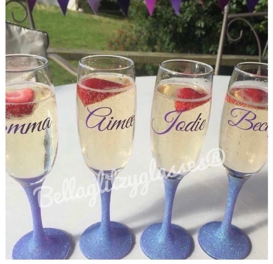 Wedding Personalised Glitter Glasses Bridesmaid Gift Hen Party
