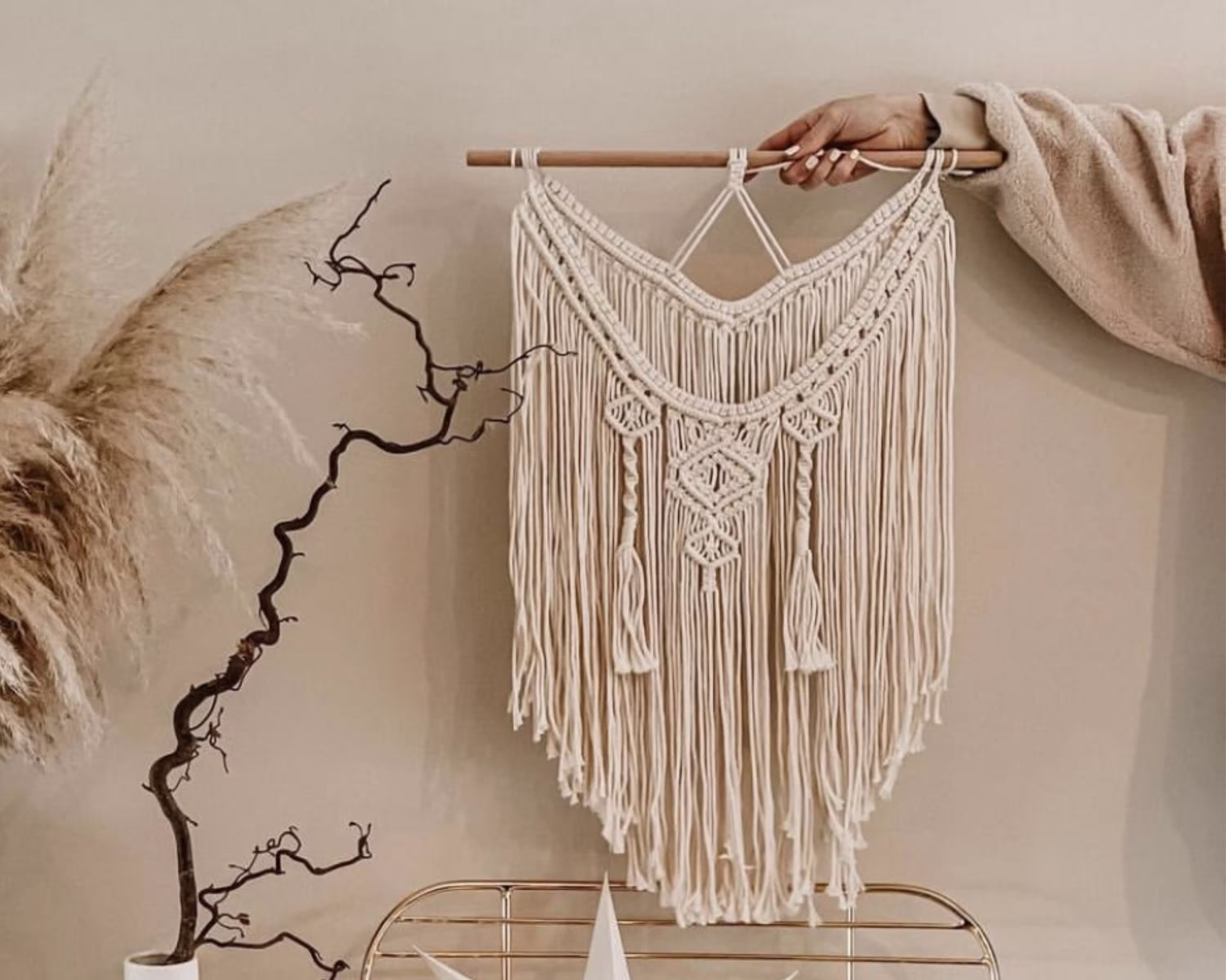 Macrame Wall Hanging, Boho Chic Decor, Woven Tapestry, Living Room Bohemian Home Housewarming Gift