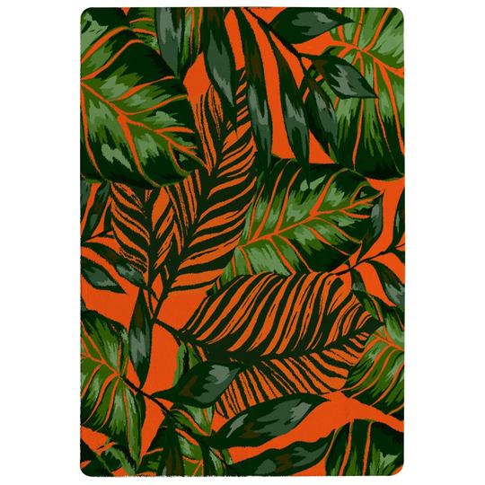 Pryor Tropical Leaves Shaggy Orange/Green Rug