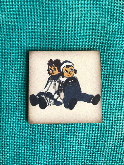 Raggedy in Blue | Ann & Andy Wooden Needle Minder Cover