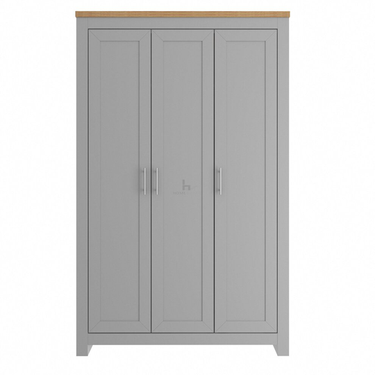 Lancaster Double Wardrobe with 3 Doors in Grey
