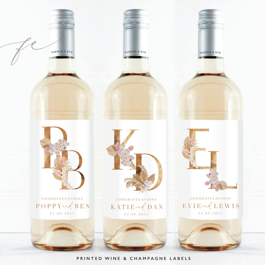 Personalised Congratulations Wine Label | Mr & Mrs Wedding Day Bottle |Newlyweds Anniversary| Fewl12