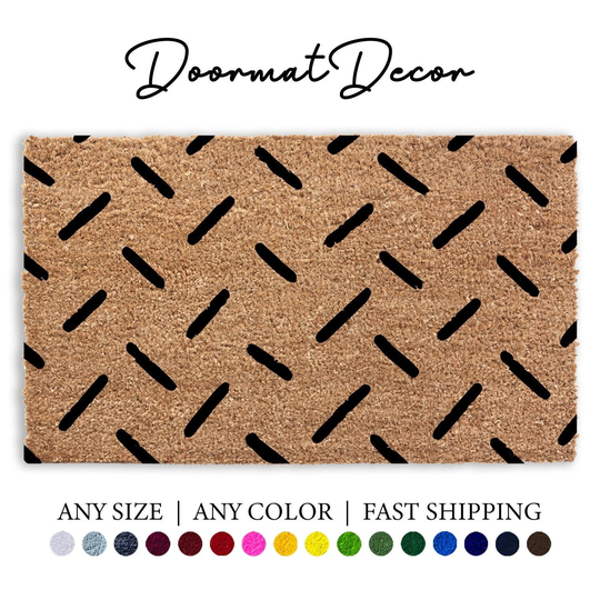 Chevron Pattern Welcome Doormat, Coir Door Mat, Outdoor Rug, Entryway Decor, Custom Personalized Hand Drawn Herringbone