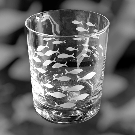 30Cl Glass Whisky Tumbler With Fishes Design