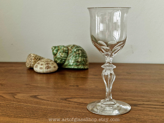 Antique Petal Cut Air Trap Stem Wine Glass