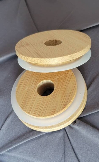 Bamboo Lid With Straw Hole| Reusable Lid| Can Glass For Beer Glass| Eco Friendly
