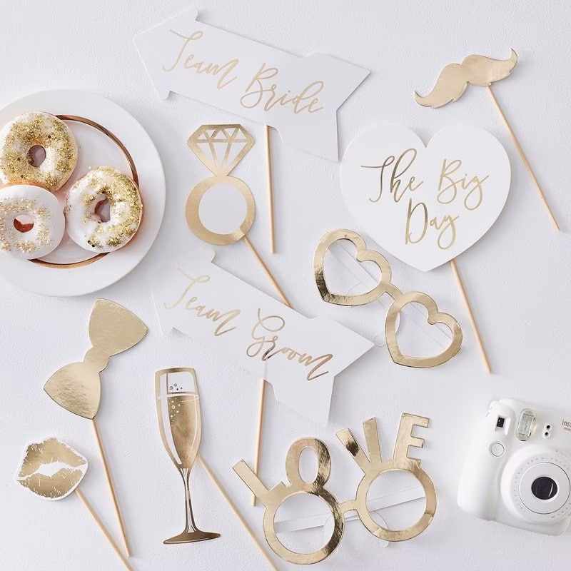 Gold Wedding Photo Props, Booth Selfie Selfie, Table The Big Day, Diy